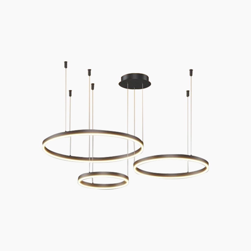 Chandelier Aluminum Three Rings Black