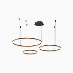 Chandelier Aluminum Three Rings Black