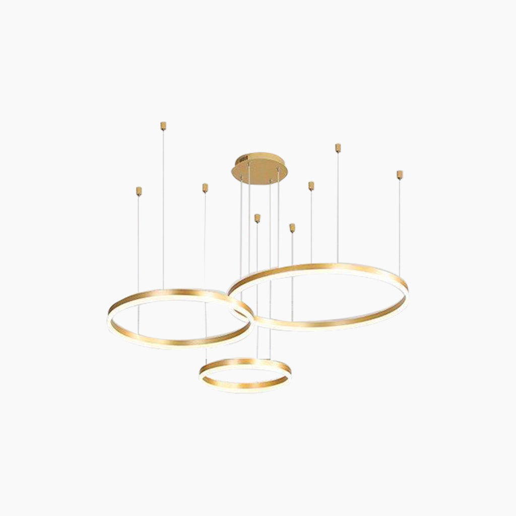 Chandelier Aluminum Three Rings Gold