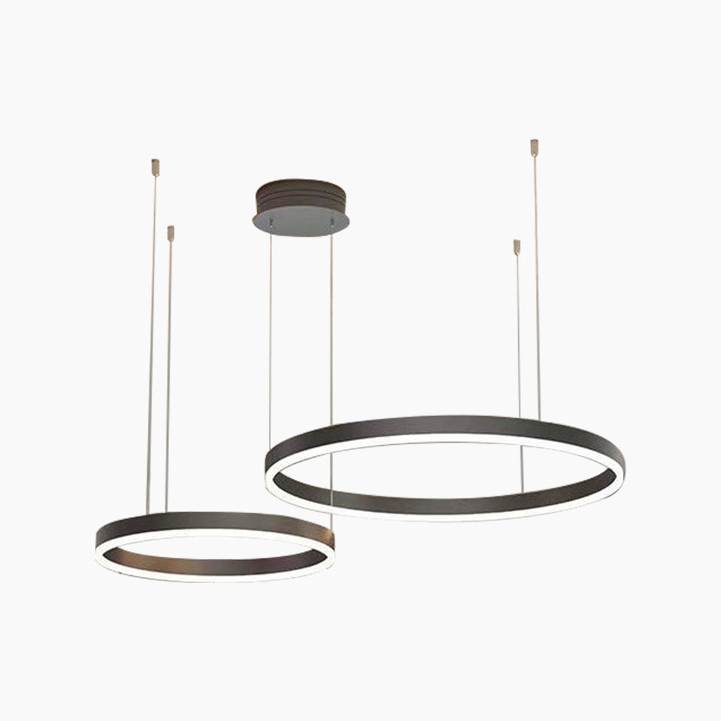Chandelier Aluminum Two Rings Black