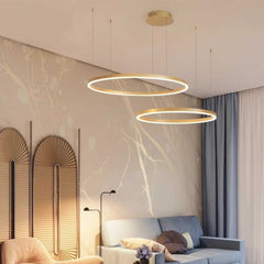 Chandelier Aluminum Two Rings Gold Living Room