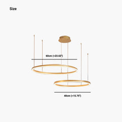 Chandelier Aluminum Two Rings Gold Size