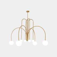 Chandelier Modern Arch Milk Glass Globe Sphere, 3 Colors