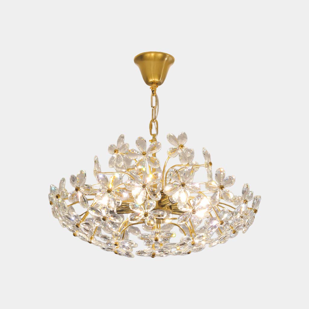 Chandelier Artsitic Branch Crystal Flower Petal, Gold