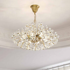 Chandelier Artsitic Branch Crystal Flower Petal, Gold
