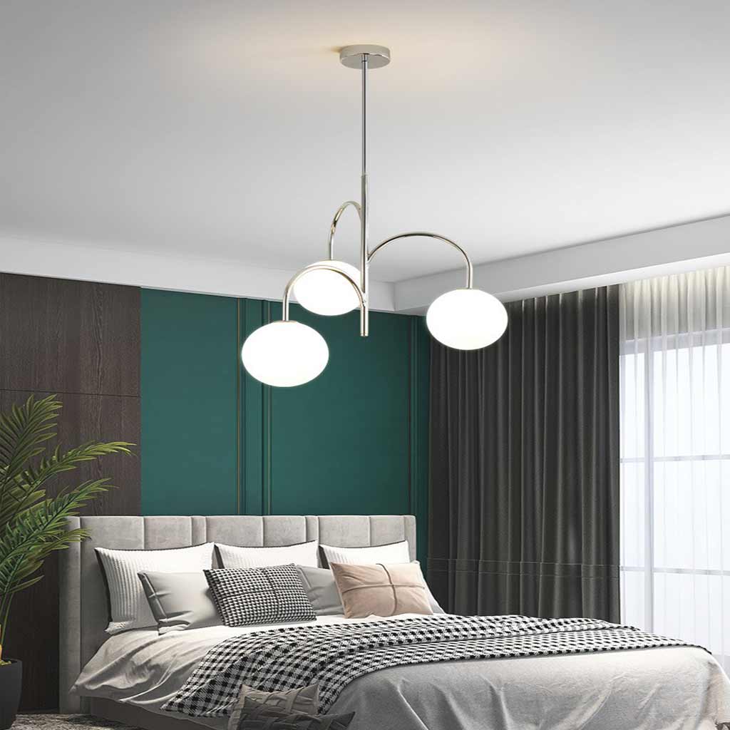 Chandelier Bauhaus Chrome Glass Globe Bedroom