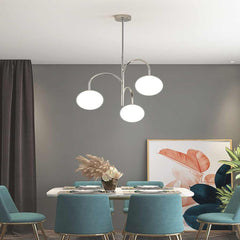Chandelier Bauhaus Chrome Glass Globe Dining Room