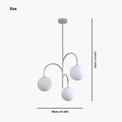 Chandelier Bauhaus Chrome Glass Globe Size
