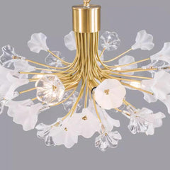 Chandelier Beautiful Brass Branch Glass Jasmine Flower Detail
