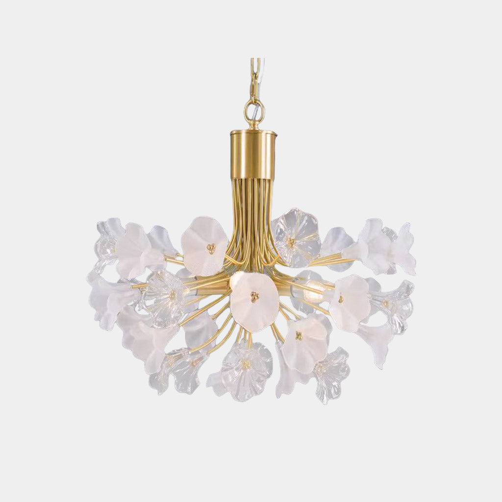 Chandelier Beautiful Brass Branch Glass Jasmine Flower Gold
