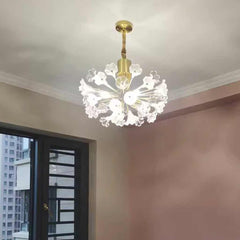 Chandelier Beautiful Brass Branch Glass Jasmine Flower Room