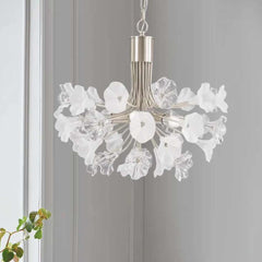Chandelier Beautiful Brass Branch Glass Jasmine Flower Silver Room