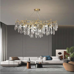 Chandelier Branch Brass Crystal Drop Big Living Room