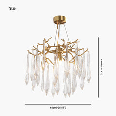 Chandelier Branch Brass Crystal Drop Size