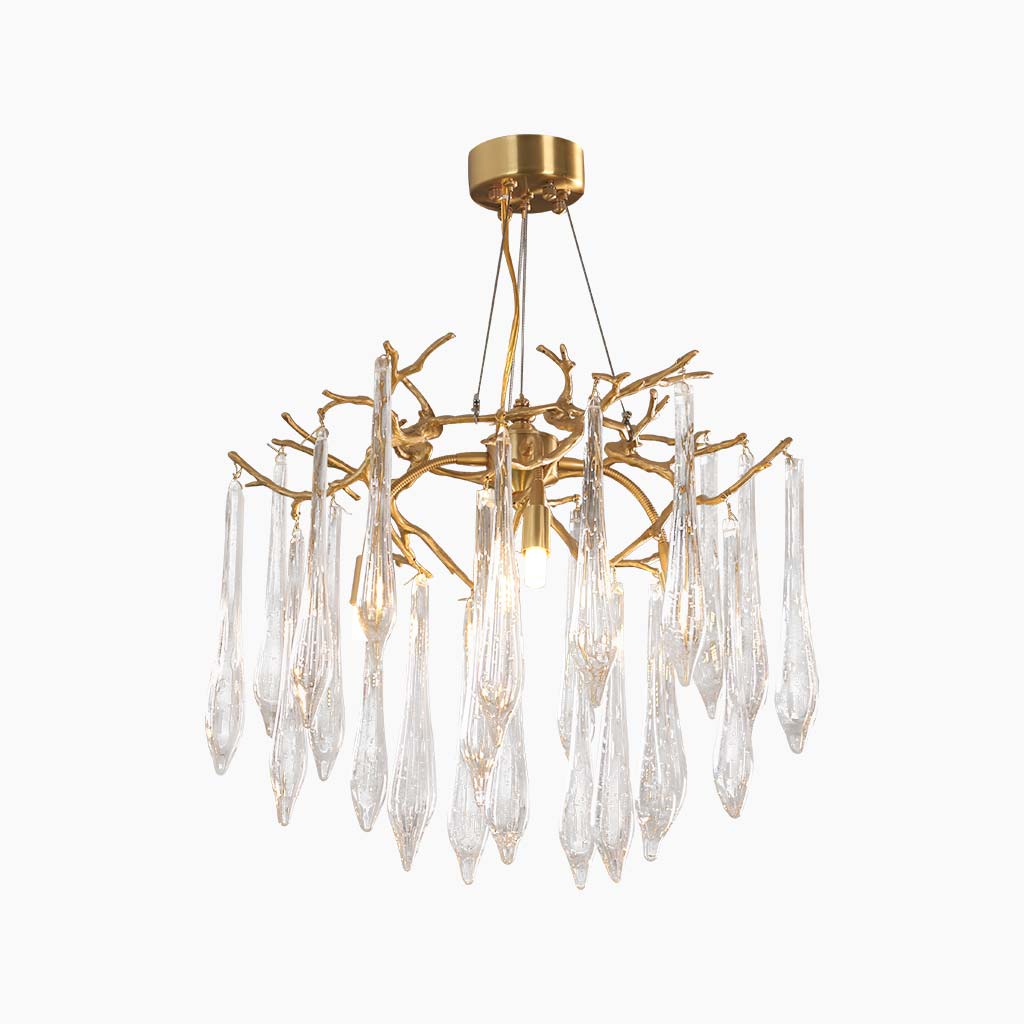 Chandelier Branch Brass Crystal Drop