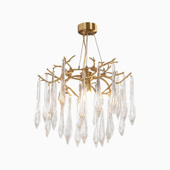 Chandelier Branch Brass Crystal Drop