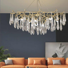 Chandelier Branch Brass Crystal Living Room