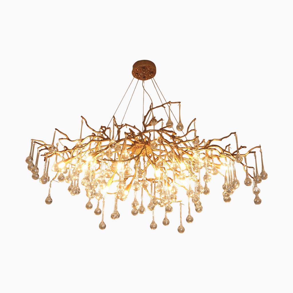 Chandelier Branch Glass Brass Water Drop Big