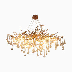 Chandelier Branch Glass Brass Water Drop Big