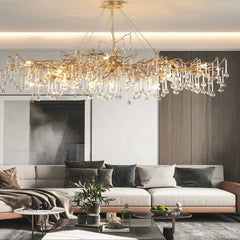 Chandelier Branch Glass Brass Water Drop Living Room