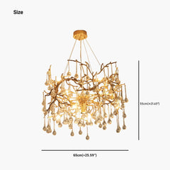 Chandelier Branch Glass Brass Water Drop Size
