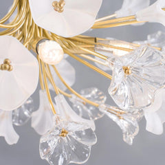 Chandelier Brass Branch Glass Jasmine Flower