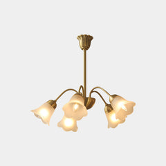 Chandelier Brass Glass Flower