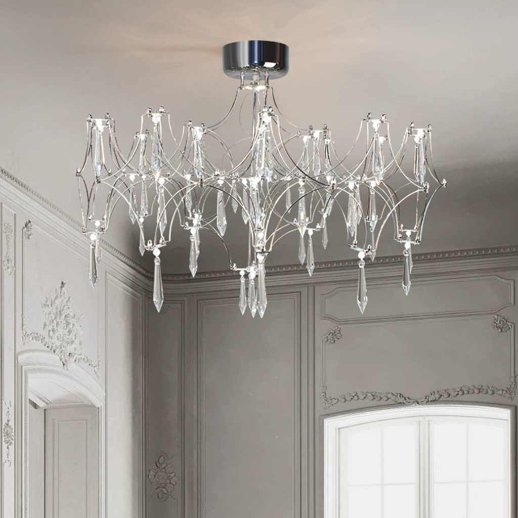 Chandelier Ceiling Light Mira Crystal LED Chrome Room