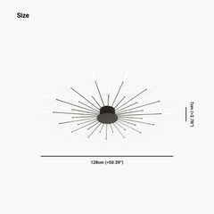 LED Chandelier Ceiling Light Unique Starburst Sputnik, Black/Gold