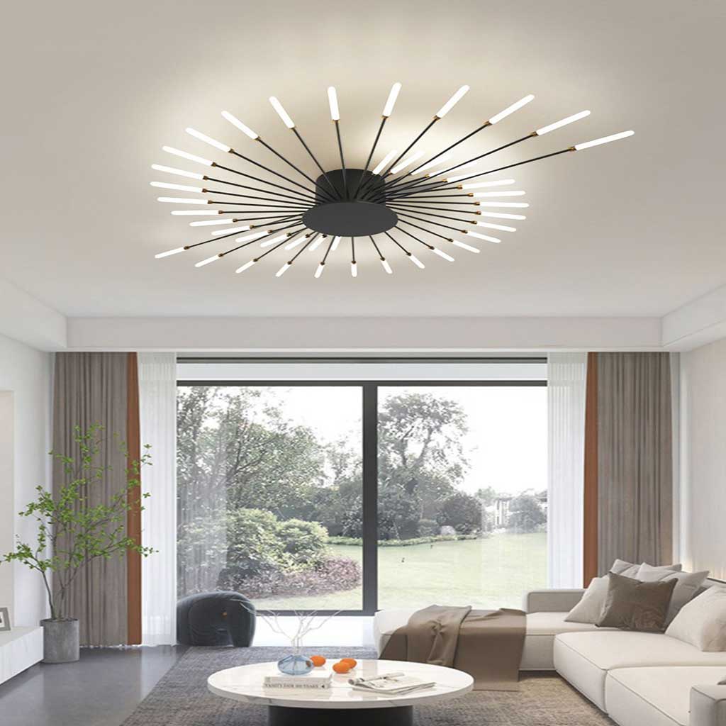 Chandelier Ceiling Light Starburst Black 42 Heads Living Room