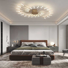 Chandelier Ceiling Light Starburst Gold 42 Heads Bedroom