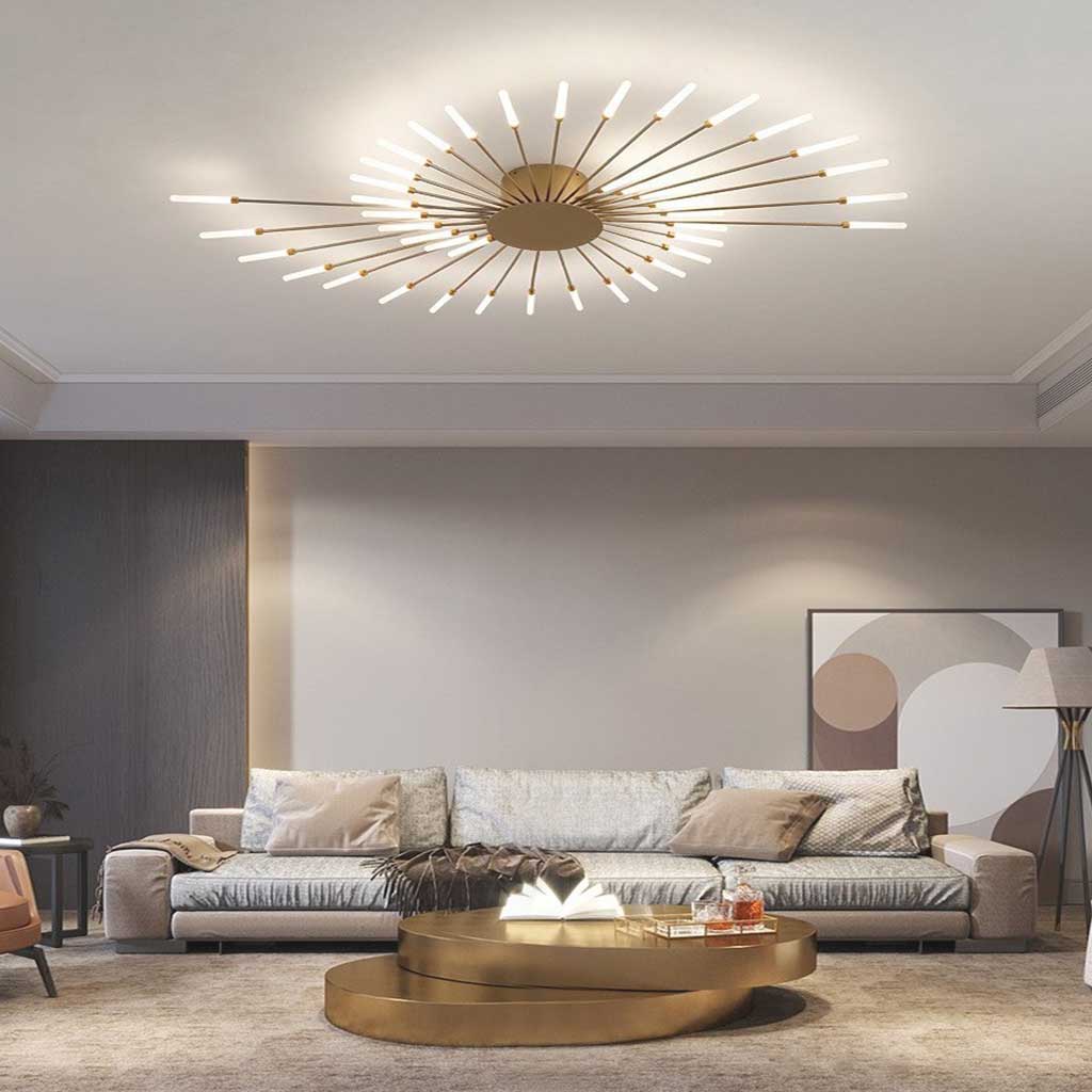 Chandelier Ceiling Light Starburst Gold 42 Heads Living Room