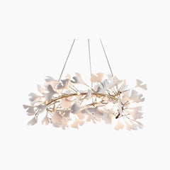 Chandelier Ceramic White Ginkgo Leaves