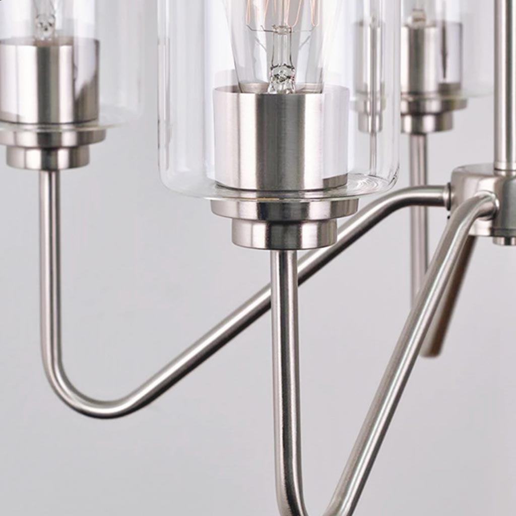 Chandelier Contemporary Iron 5-Light Clear Glass Detail
