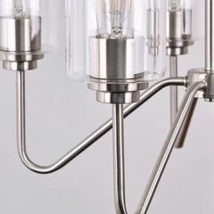 Chandelier Contemporary Iron 5-Light Clear Glass Detail
