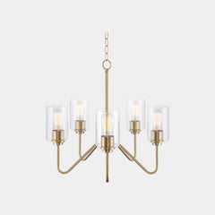 Chandelier Contemporary Iron 5-Light Clear Glass Gold