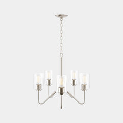 Chandelier Contemporary Iron 5-Light Clear Glass Nickel