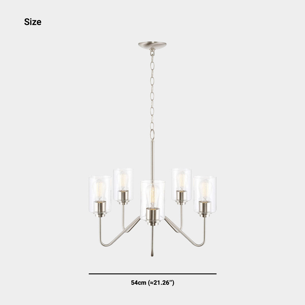 Chandelier ContemporaryIron 5-Light ClearGlass Size