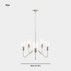 Chandelier ContemporaryIron 5-Light ClearGlass Size
