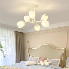 Chandelier Cream Branch Plastic Flower Tulip Bedroom