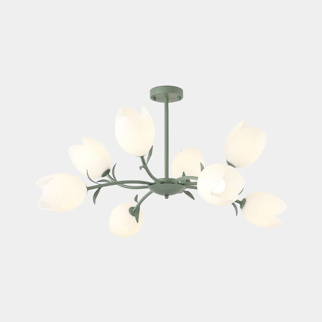 Chandelier Cream Branch Plastic Flower Tulip Green