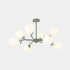 Chandelier Cream Branch Plastic Flower Tulip Green