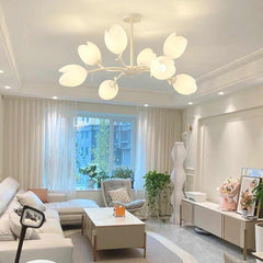Chandelier Cream Branch Plastic Flower Tulip Room
