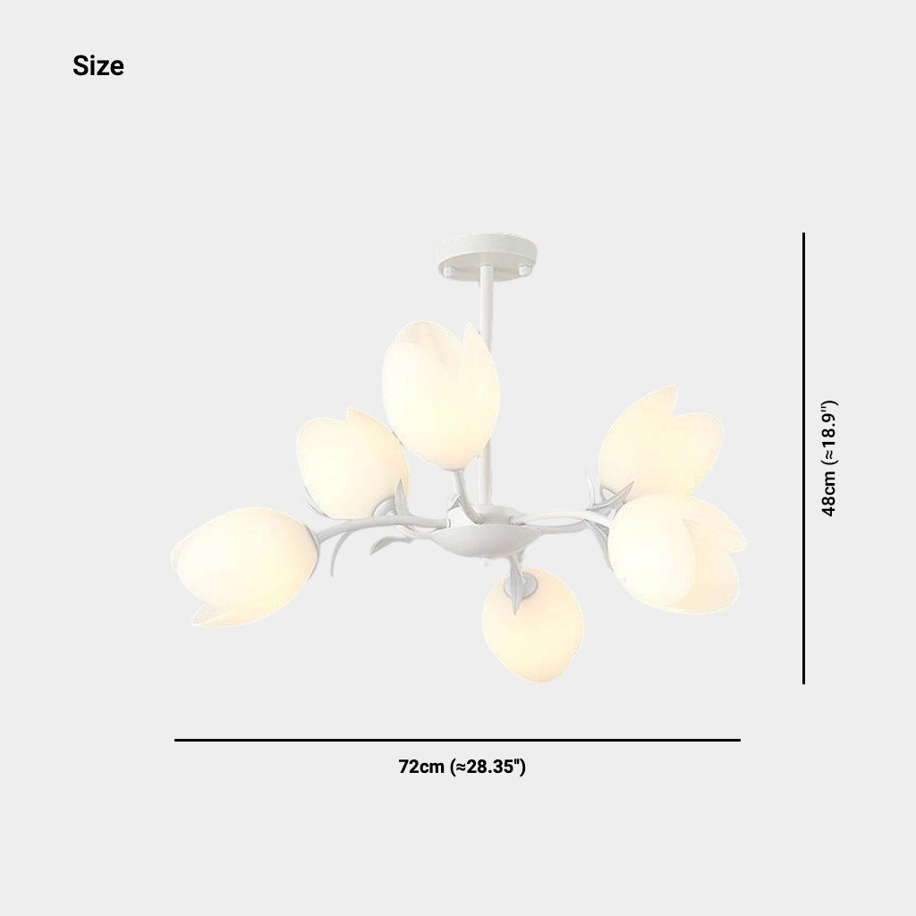 Chandelier Cream Branch Plastic Flower Tulip Size