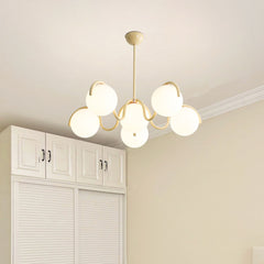 Chandelier Cream Curved Glass Ball Multi Globe Yellow Bedroom