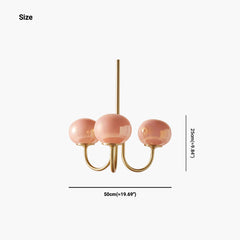 Chandelier Cream Glass Ball Pink 3 Heads Size