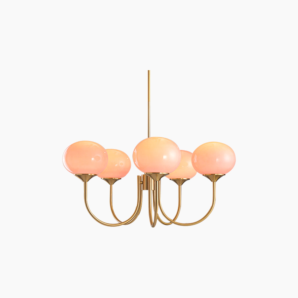 Chandelier Cream Glass Ball Pink 5 Heads