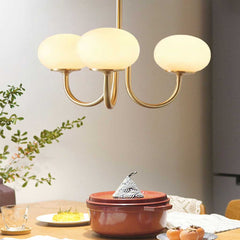 Chandelier Cream Glass Ball White 3 Heads Dining Room
