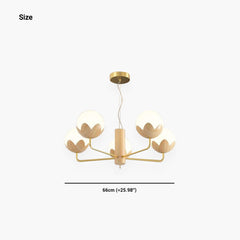 Chandelier Cream Globe Flower Bud 5 Lights Size