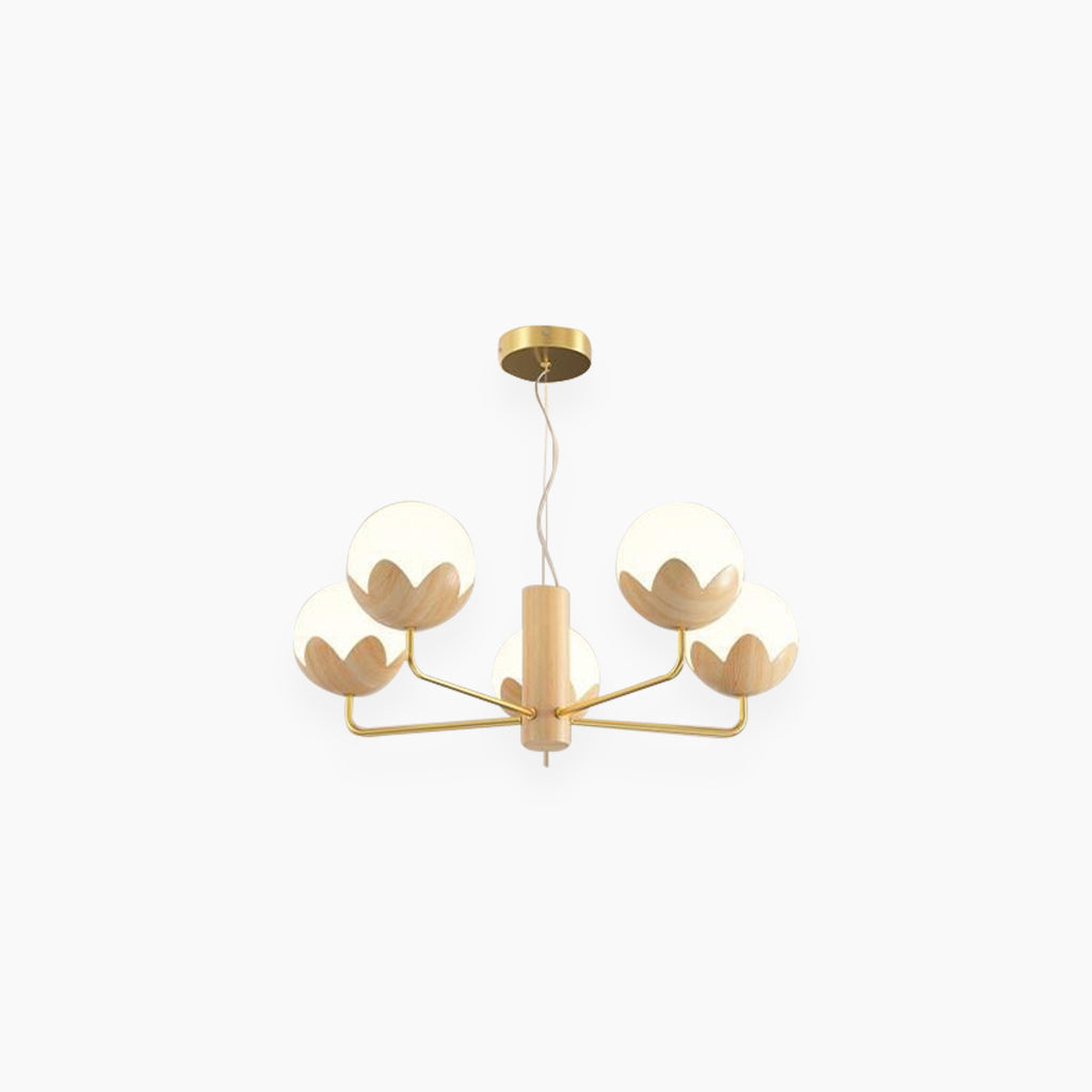 Chandelier Cream Globe Flower Bud 5 Lights